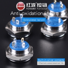 Micro Travel Button Button Restablecer el anillo de metal LED 12V IP67 Switch de 19 mm