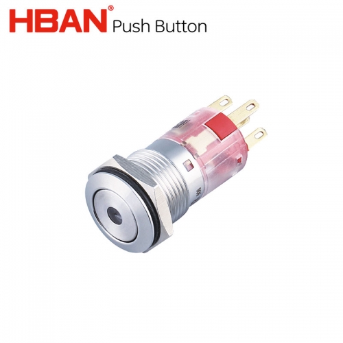 Momentary pushbutton 16mm flat head dot led stainless steel 220v illuminated switches
