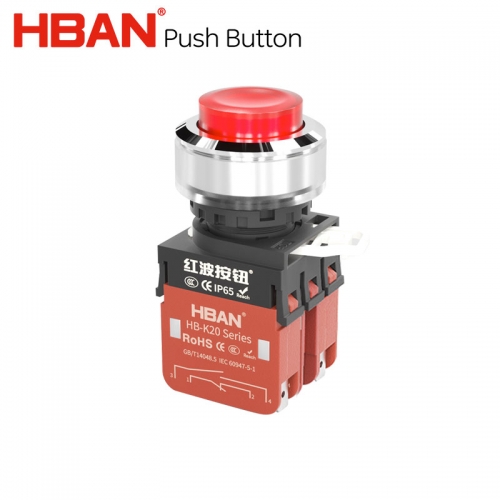 switch 20a 30mm reset metal high current push button 2no2nc bi-color ip65