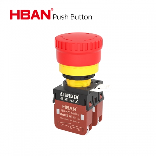 Parada de emergencia 2no2nc 20amp interruptor de botón ip65 producto de flecha blanca de cabeza roja