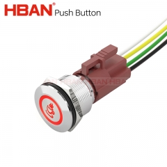 Símbolo de potencia de café personalizado 22mm ip67 sin interruptor de botón de arranque nc 24v luz roja