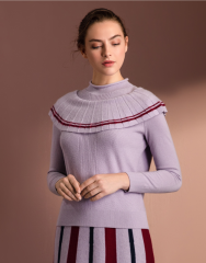 Women's bateau neck long-sleeved cashmere sweater