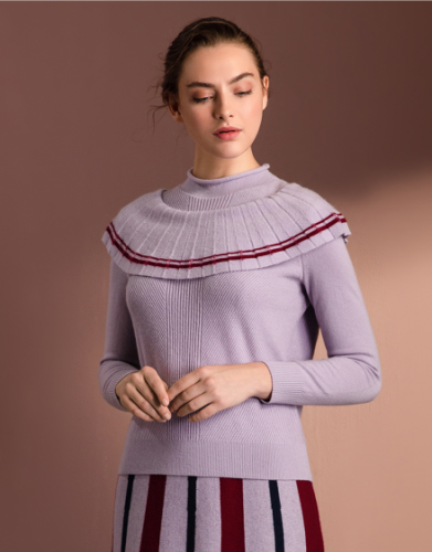 Women's bateau neck long-sleeved cashmere sweater