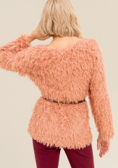 Women knitwear over fit with fur effect knit
