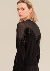 Women cardigan long sleeve fashion fringe sweater