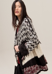 Women knitted over fit multicolor jacket