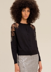 Women cardigan regular fit short with lace details