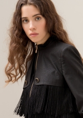 Women jacket regular fit with fringes