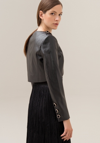 Women's cardigan Long Sleeve Eco Leather Jacket