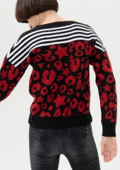 Women's jacquard pattern wool-blend sweater