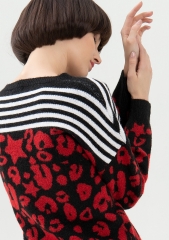 Women's jacquard pattern wool-blend sweater