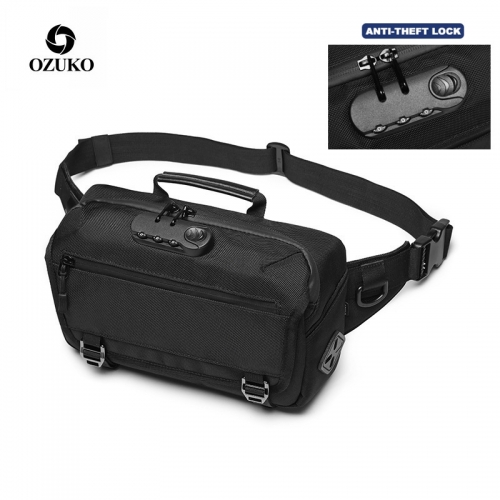 Ozuko 9257 Waist Bag Fanny Pack 2021 Waterproof Mini Pillow Waist Bag For Men Luxury Designers Custom Fanny Pack