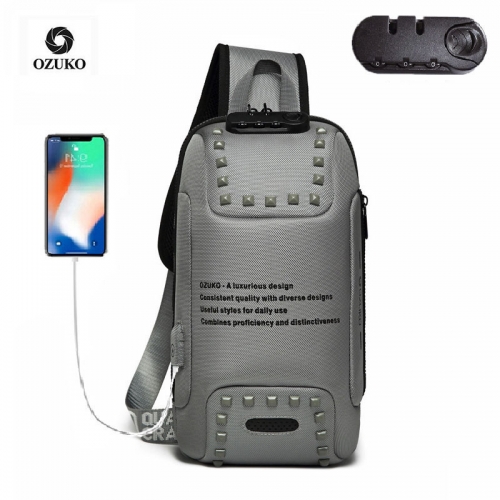 Ozuko 9283 Sport Designer Custom Shoulder Bag Cellphone Crossbody Bag Men 2021 Anti Theft Sling Tactical Sling Bag For Men
