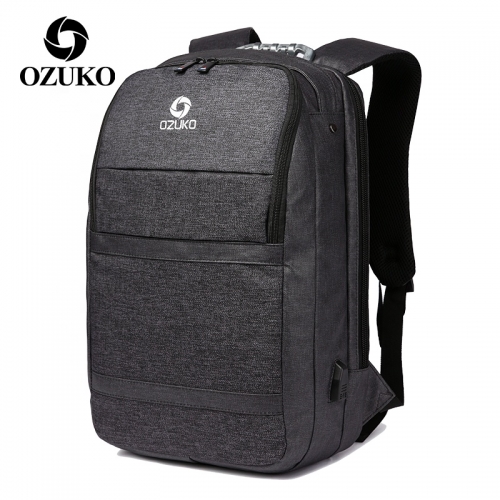 Ozuko 9046 New Waterproof 600D Backpack Bag Luxury School Laptop Bags Business Usb Travel Back Pack
