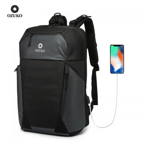 Ozuko 9214 Laptop Bag Waterproof Mens Weekend Usb Charging Luxury Backpacks Men Tech Anti Lost Backpack
