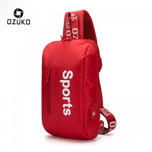 OZUKO 9110 New Usb Crossbody Women Custom Fanny Sport Waterproof Men Chest Bags Messenger Fashion Sling Bag