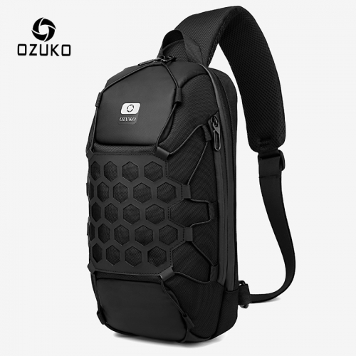 Ozuko 9358 New Men Chest Bag Anti Theft Crossbody Bag for Mens USB Charge Sling Bag Outdoor Male Chest Pack Short Trip Messenger Bags