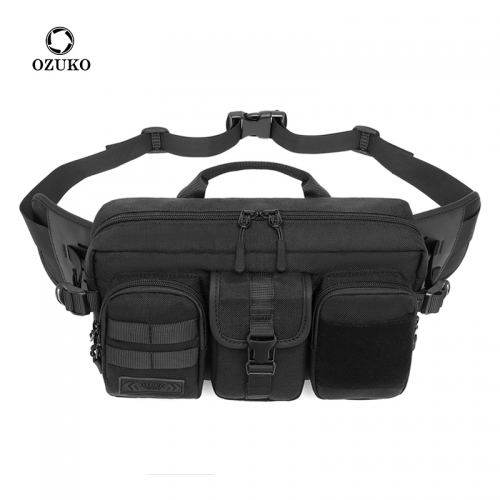 Ozuko C9449 Luxury High Quality Fashion Messenger Bag Tool Bag Belt 2021 Fanny Pack Purse Custom Sports Waist Bag for Men