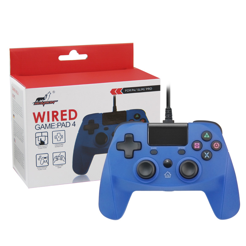 PS4/PS3/PC Wired Controller with Sensor Function（Blue）