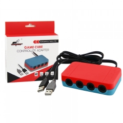 GC Controller Adapter For Switch/Wii u/PC with HOME Buttons（red and blue）