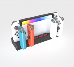 4 Slot Game Controller Charging Station with 8 Game Cards Storage for Nintendo Switch/Switch Oled /Swith Original Dock /Joy Con Charger Holder Stand