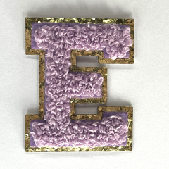 custom logo patterns letters patches iron on initial alphabet gold glitter chenille letter patches