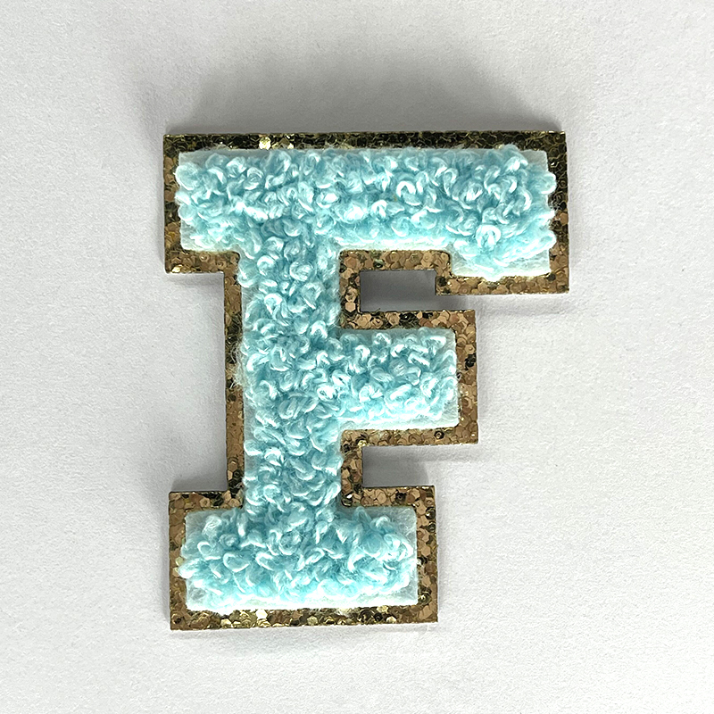 Glitter Towel Alphabet Letters Iron on Chenille Patch for Man Women