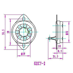 1PC HIFI Audio 7Pins Ceramic Tube Socket GZC7-2-G For FU-25 1625 6A6 59 Vacuum Tube Amplifier