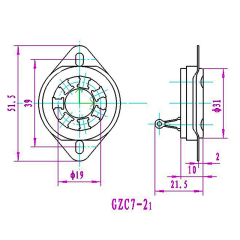 1PC 7Pins Ceramic Tube Socket GZC7-21-G For FU-25 1625 6A6 59 Vacuum Tube Amplifier
