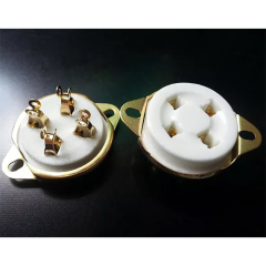 1 PC Gold plated Back Mounting 4Pin Ceramic Tube Socket Valve For 811 274A 572B 300B