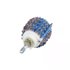 1pc four channel 10K 50K 100K 4 Pole 4X24 Step volume Attenuator Potentiometer rotary switch with DALE Resistor peduncular shaft