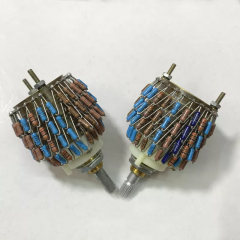 1pc four channel 10K 50K 100K 4 Pole 4X24 Step volume Attenuator Potentiometer rotary switch with DALE Resistor peduncular shaft