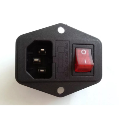 1PC AC Power Socket Connector With Fuse Holder Green Red Button Switch 250V 10A