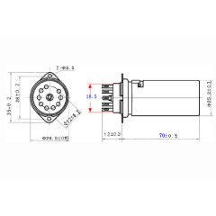 1PC Golden 9pin Tube socket for EL84 6BQ5 12BH7 6P1 With 70mm Shield Base GZC9-F-B-70