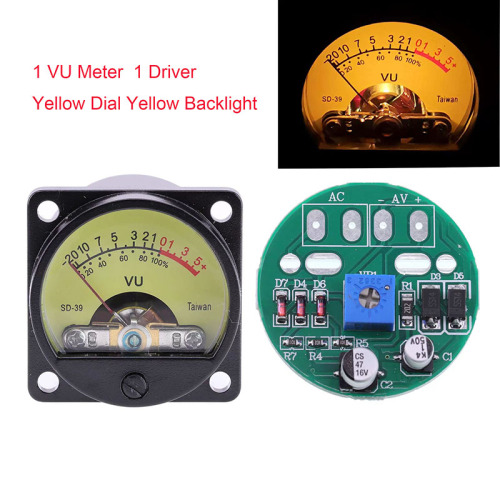 1PC 35mm VU panel Meter with Driver Board, for Power Amplifier Output, Pre/Post Stage Power Meter, Tube Amplifier Chassis Meter, 500VU