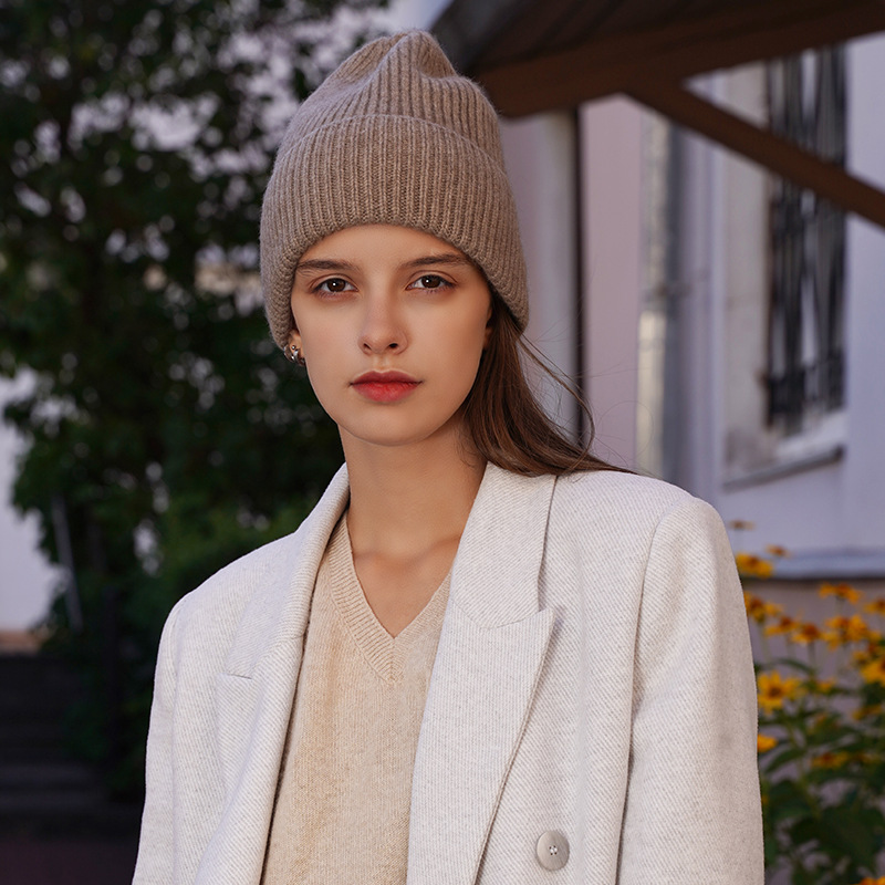 Classic Rib Knit Cashmere Beanie