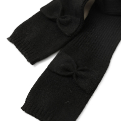 Bow Tie Fingerless Cashmere Long Gloves