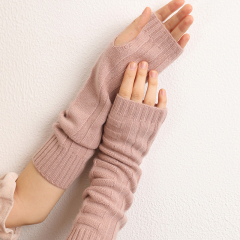 Lines Fingerless Cashmere Long Gloves