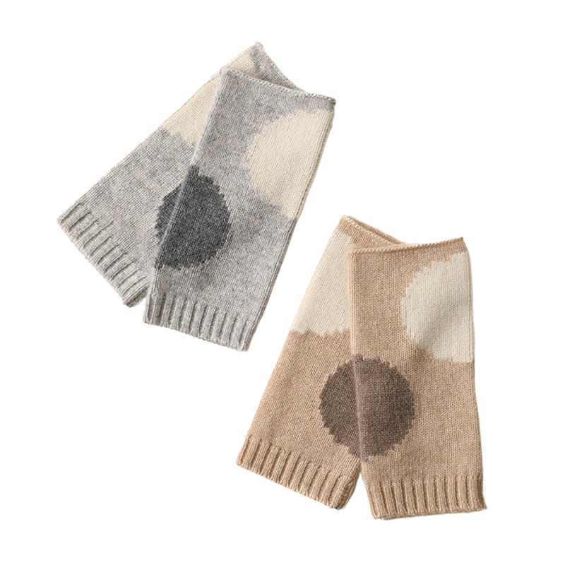 Jacquard Fingerless Cashmere Gloves