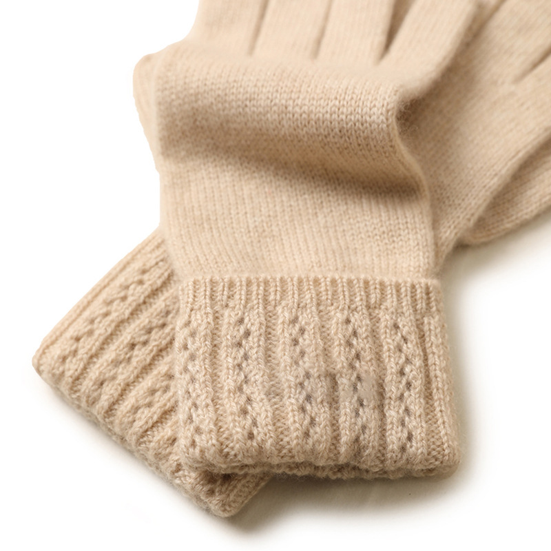 Cable Knit Fold Cashmere Gloves