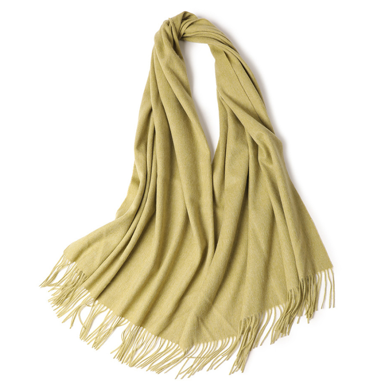 Solid Color Wool Shawl with Tassels