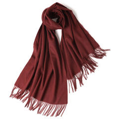 Solid Color Wool Shawl with Tassels