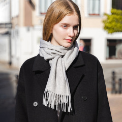 Solid Color Cashmere Scarf with Tassels
