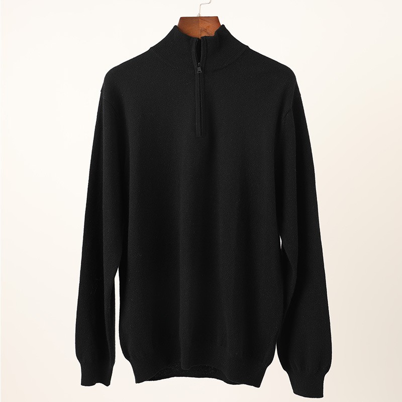 Turtleneck Cashmere Sweater with Zipper for Men