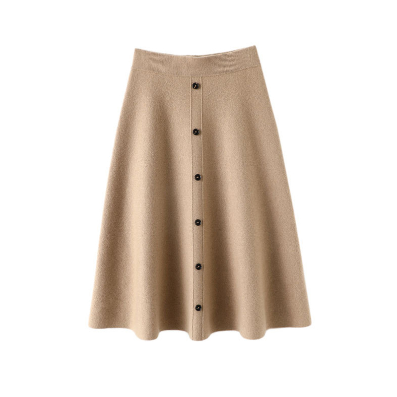 Cashmere Skirt with Buttons