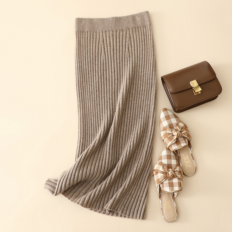 Rib Knit Cashmere Hip Skirt