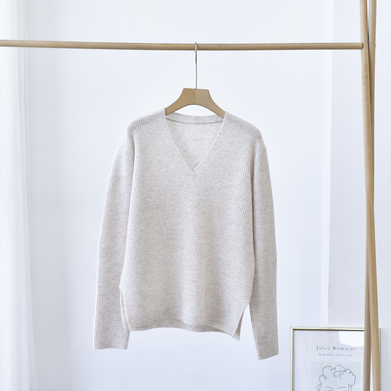 V-Neck Brioche Stitch Cashmere Jumper