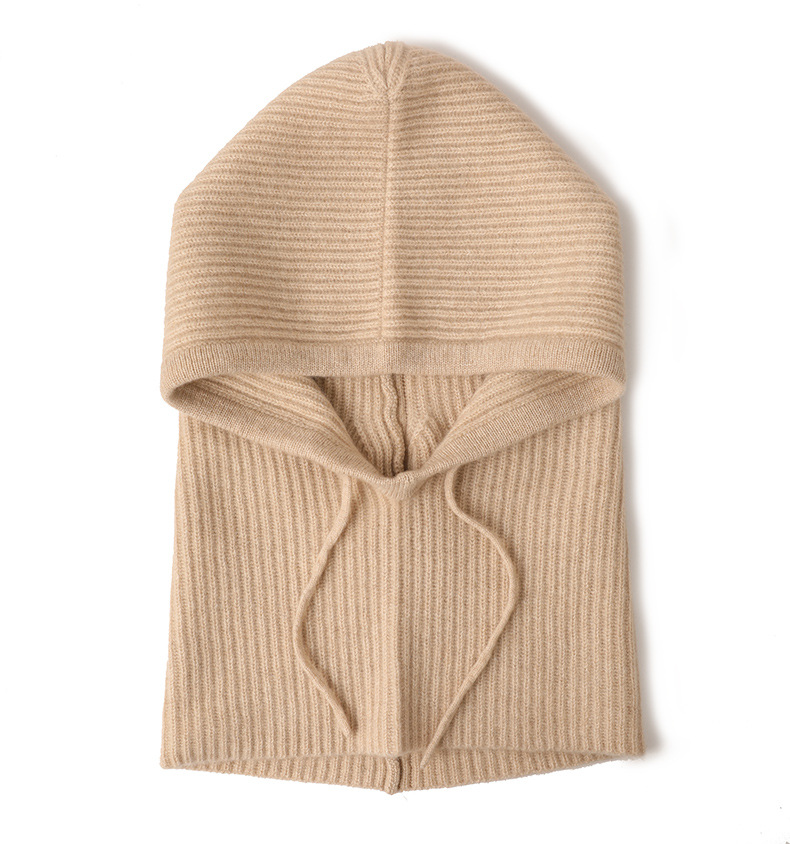 Rib Knit Cashmere Hood Hat