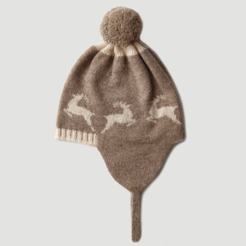 Little Deer Double sided Jacquard Children's Cashmere Hat
