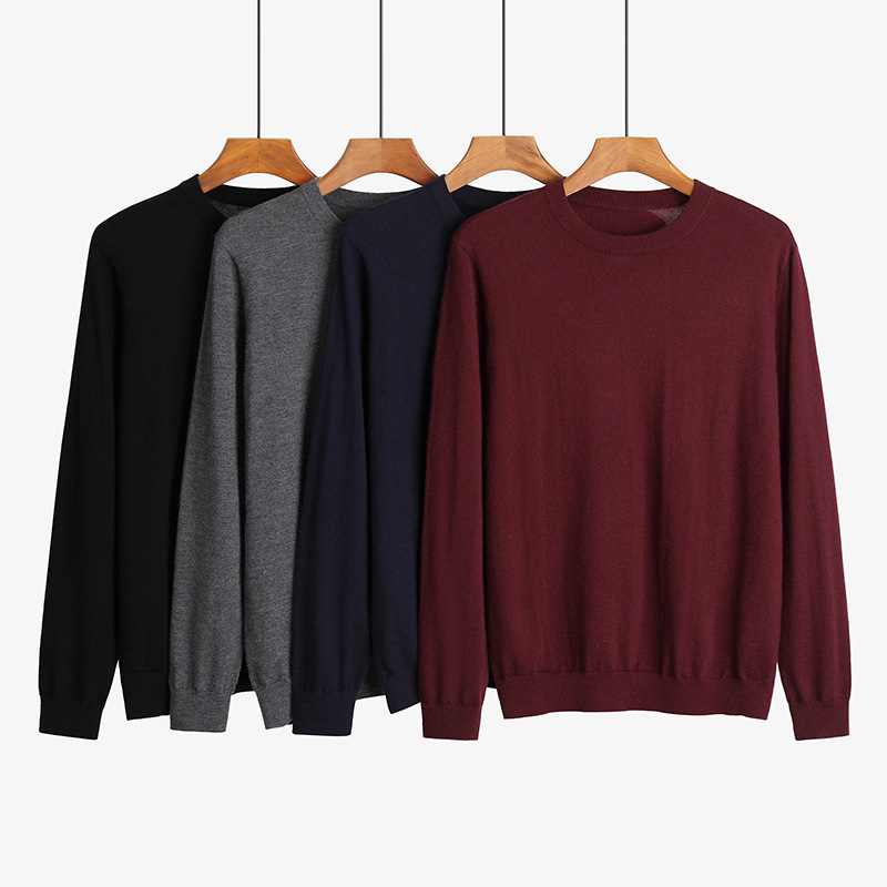 Worsted Round Neck Men's Cashmere Sweater